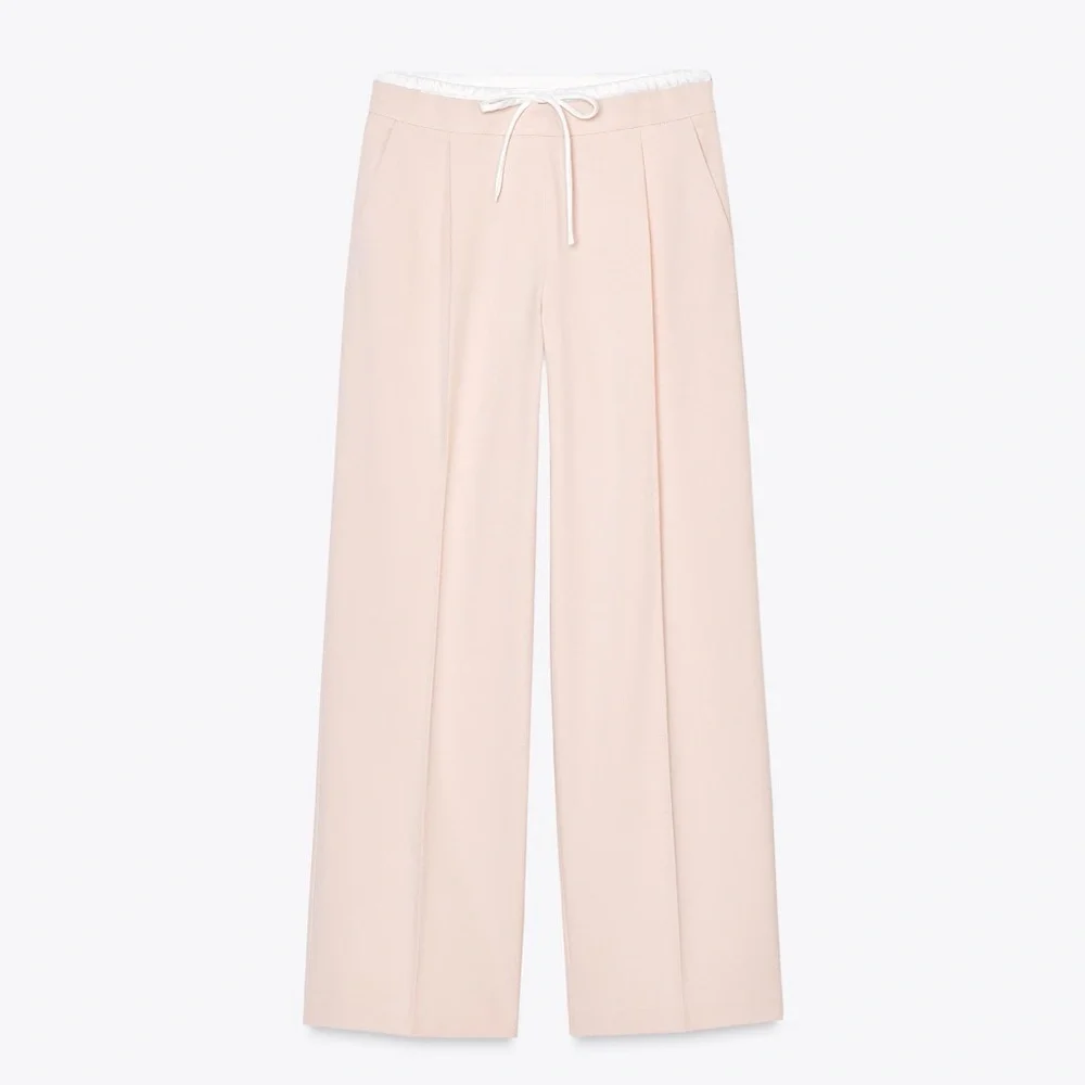 Zara DOUBLE WAIST WIDE LEG PANTS - Picture 7 of 13